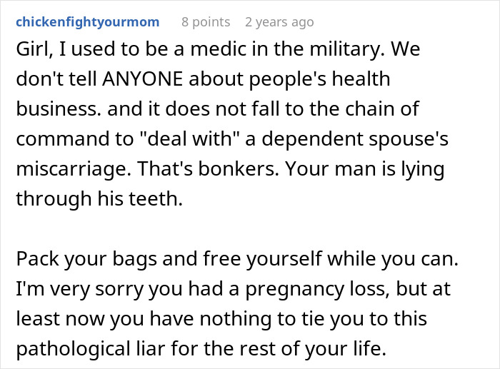 Comment warning about a man lying about a master&rsquo;s degree and advising to leave the relationship immediately.