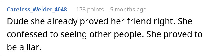 User comment about bride breaking no dating rule during break, with groom shocked and MOH accusing cheating in an online discussion. User comment about bride breaking no dating rule during break, with groom shocked and MOH accusing cheating in an online discussion.