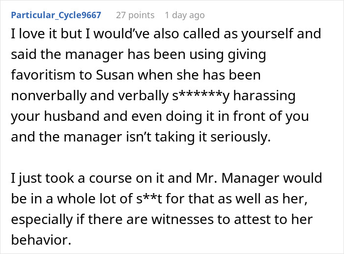 Text post discussing a woman’s petty revenge on her husband’s coworker who tried to seduce him. Text post discussing a woman’s petty revenge on her husband’s coworker who tried to seduce him.