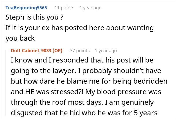 Screenshot of an online forum discussing a man cheating while wife is pregnant and postpartum, causing relationship conflict.