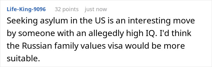 Comment on forum discussing South Korea&rsquo;s smartest man mocked for seeking US asylum over questionable reasons.