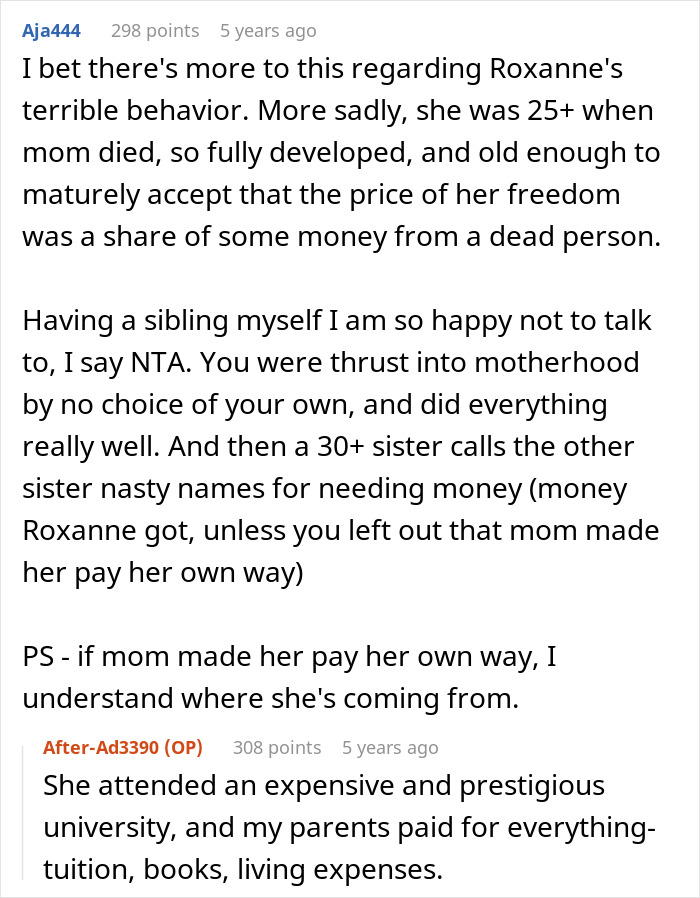 Reddit discussion about lady neglecting siblings during tough times and their anger after she wants to reconnect years later.