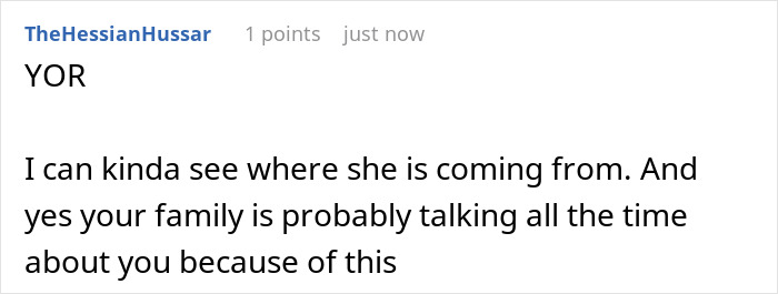Screenshot of a Reddit comment discussing embarrassment and family drama related to skipping Thanksgiving after a mom’s unhinged text. Screenshot of a Reddit comment discussing embarrassment and family drama related to skipping Thanksgiving after a mom’s unhinged text.