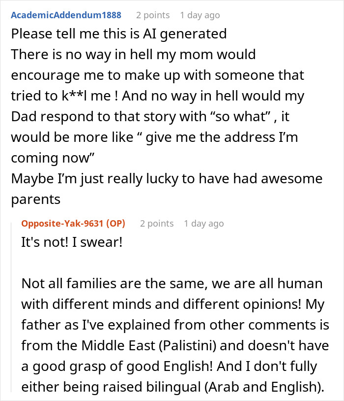 Screenshot of online discussion about a woman&rsquo;s heart shattered after finding out what her sister-in-law thinks on Thanksgiving.