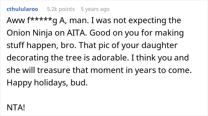 Comment expressing support for a father considering canceling Christmas due to affordability concerns.