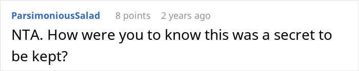 Screenshot of an online comment discussing friendship conflict after a woman exposes a secret to her husband. Screenshot of an online comment discussing friendship conflict after a woman exposes a secret to her husband.