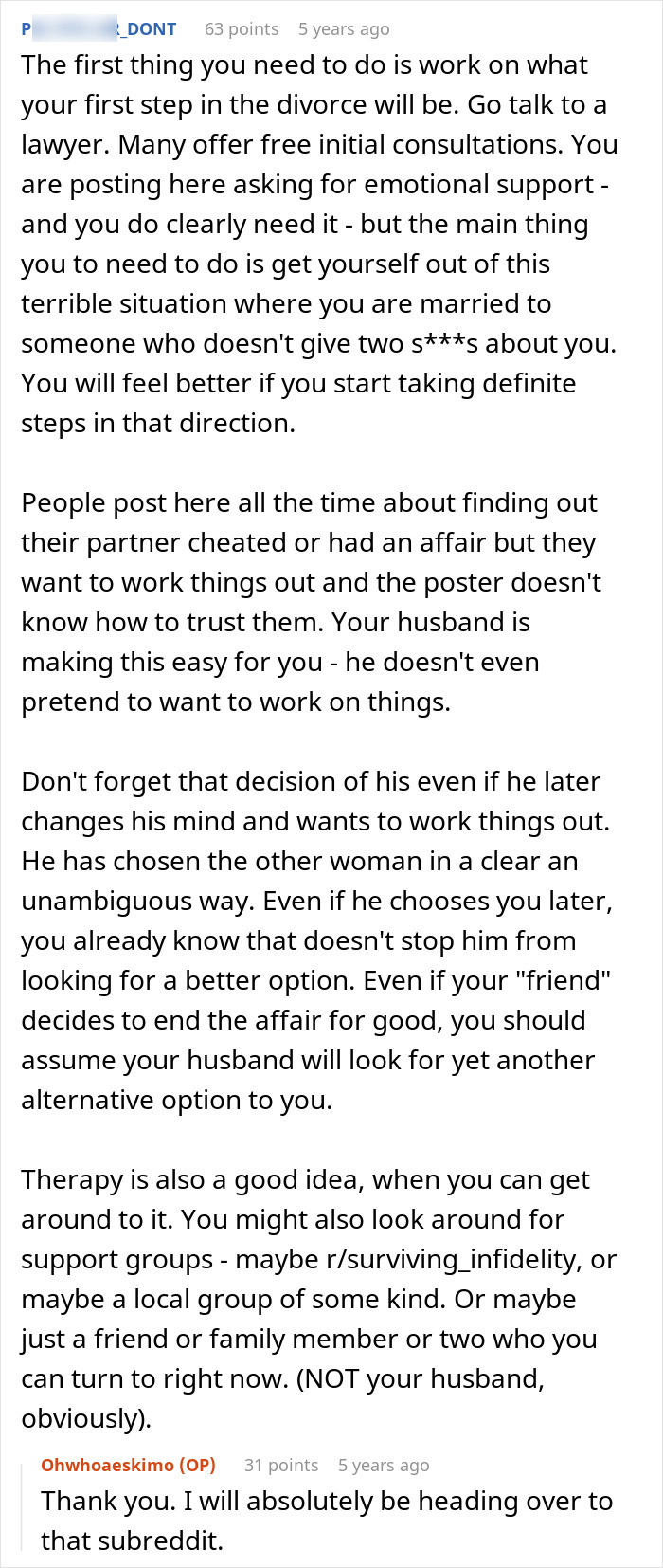 Alt text: Advice for a woman sharing an inspiring update after leaving her cheating husband and finding emotional support. Alt text: Advice for a woman sharing an inspiring update after leaving her cheating husband and finding emotional support.