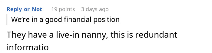 Online comment discussing a husband banning daughter&rsquo;s nanny from giving Spanish lessons to the child.