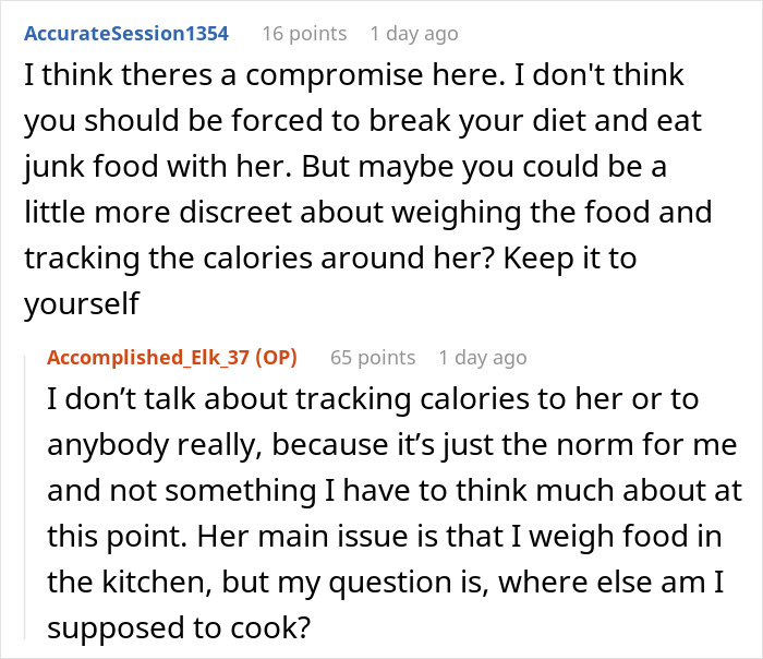 Screenshot of a Reddit conversation about a health nut roommate&rsquo;s strict diet triggering eating disorder concerns.