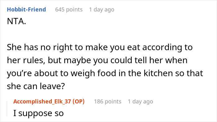 Reddit conversation about a health nut roommate and the impact of a strict diet triggering an eating disorder.