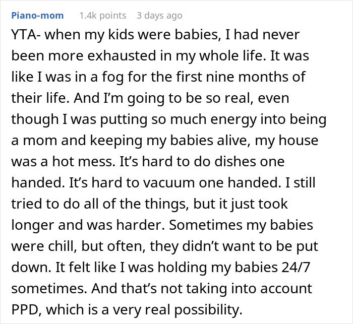Comment discussing the exhausting reality of being a stay-at-home mom and the challenges it entails.