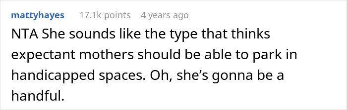 Screenshot of a Reddit comment discussing a mother-in-law telling daughter-in-law the world doesn&rsquo;t revolve around pregnancy complaints.