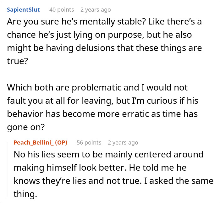 Commenters discuss a man lying about his master&rsquo;s degree and his wife uncovering the truth behind his claims.