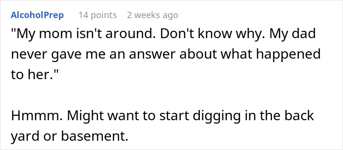 Comment discussing a teen giving his father a reality check, highlighting the gift of having his eyes opened.