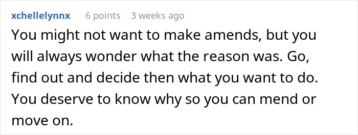 Comment about best friend no contact returns, reflecting on wanting to know the reason to mend or move on.