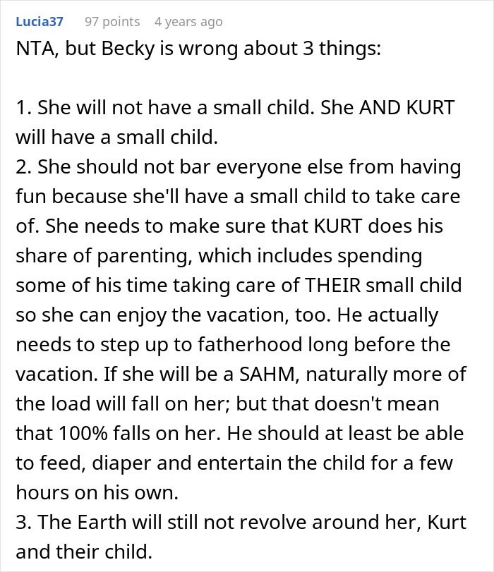 Reddit comment explaining MIL tells DIL the world doesn&rsquo;t revolve around her pregnancy after repeated complaints.