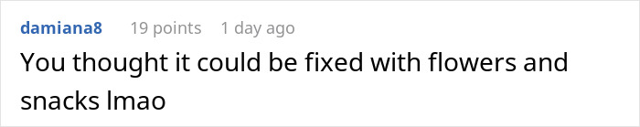 Screenshot of an online comment reacting to a failed wedding vow written with ChatGPT, highlighting AI users losing again.