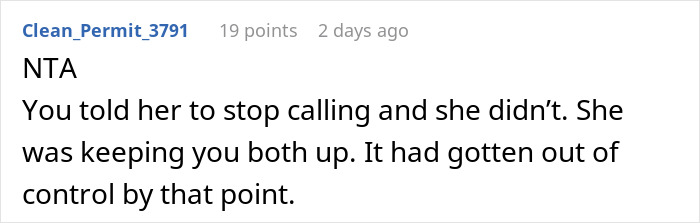 Screenshot of an online comment thread discussing a friend agreeing to babysit overnight and a mom&rsquo;s frequent panic calls.