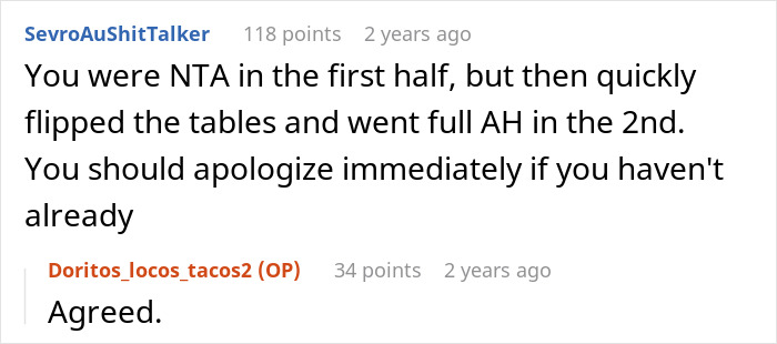 Screenshot of a forum comment discussing an obese lady angry about a $100 separate chair and being called fat.