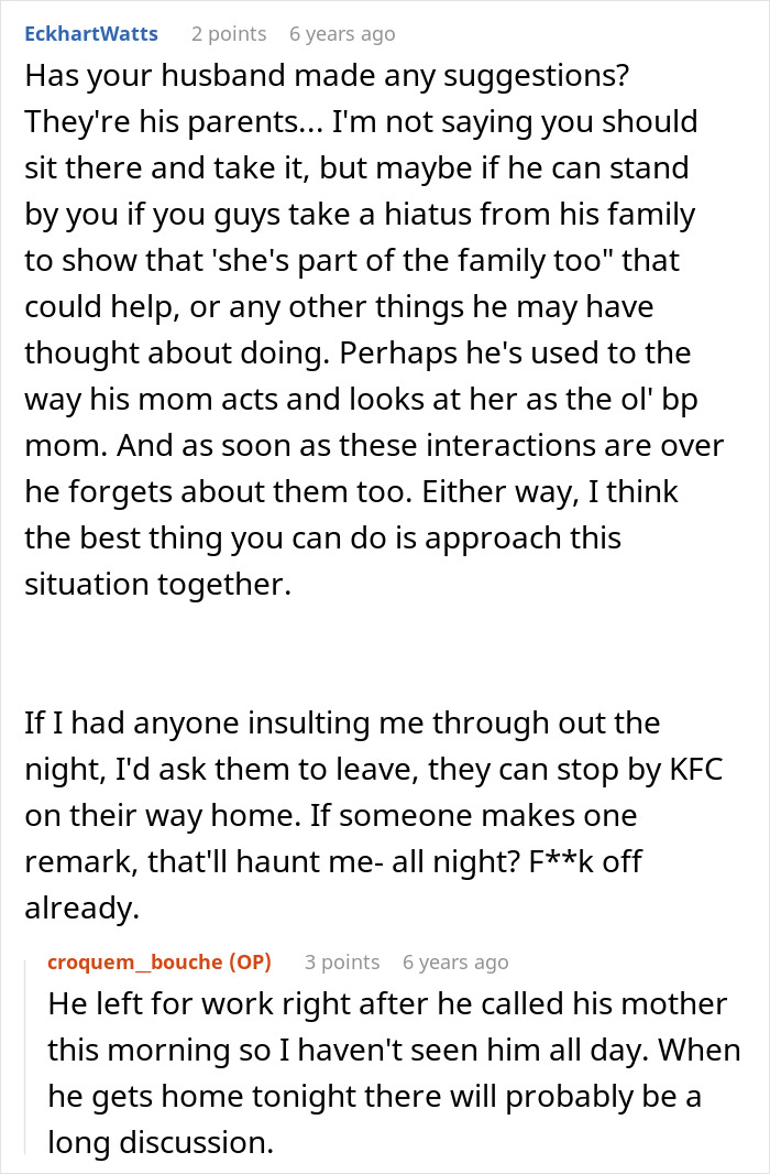 Alt text: Online discussion about in-laws making fun of woman at Thanksgiving dinner, causing family tension and holiday conflict. Alt text: Online discussion about in-laws making fun of woman at Thanksgiving dinner, causing family tension and holiday conflict.