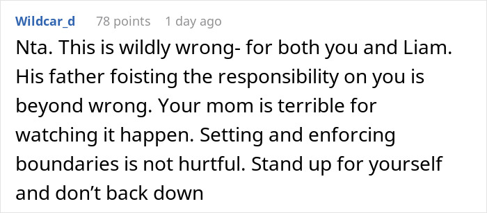 Reddit comment explaining why a guy wrongly assumes responsibility for his girlfriend&rsquo;s son and is shocked after setting boundaries.