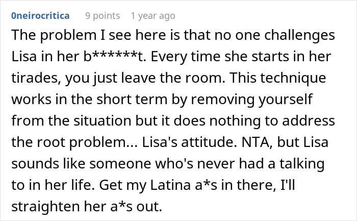 Screenshot of a comment discussing family conflicts and tantrums during a Thanksgiving celebration involving a husband, wife, and kids.