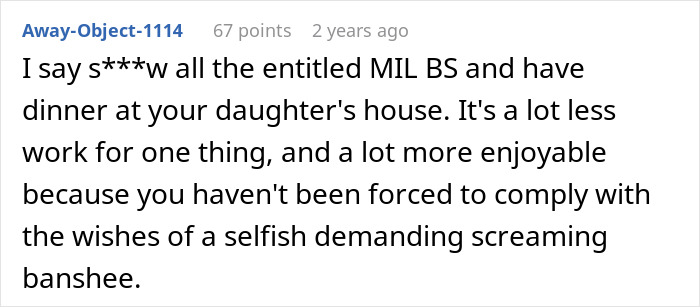 Reddit comment about a woman wanting to celebrate Thanksgiving with her kid and her MIL&rsquo;s strong reaction.
