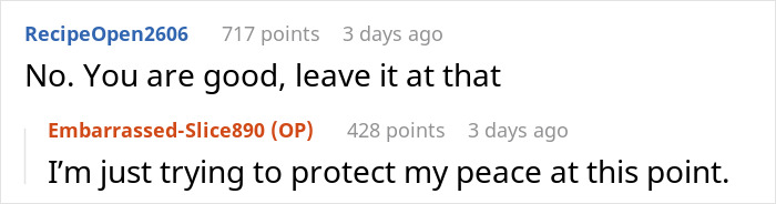 Screenshot of a Reddit conversation discussing sibling refuse newborn nephew care and protecting personal peace.