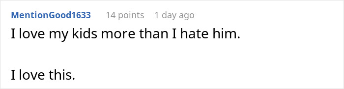 Comment on a forum expressing love for children over hatred toward a cheating husband, reflecting on emotions in a family conflict. Comment on a forum expressing love for children over hatred toward a cheating husband, reflecting on emotions in a family conflict.