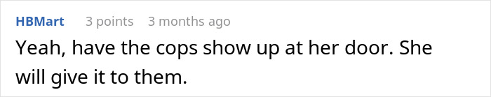 Comment text on a forum discussing a woman refusing to return her coworker&rsquo;s expensive jacket.