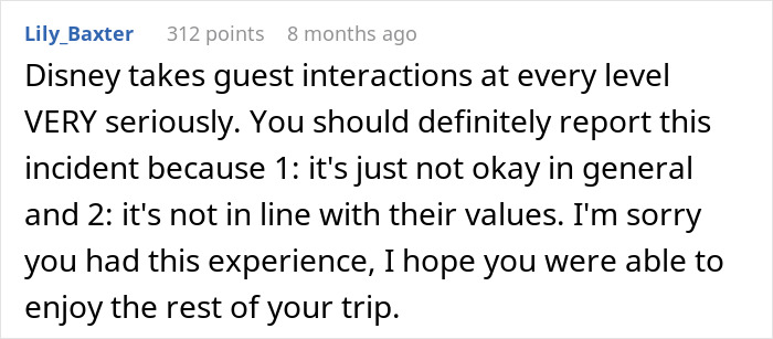 Comment discussing Disneyland security questioning a disabled woman about her service dog despite having a boyfriend.