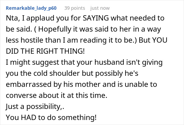 Reddit comment praising confrontation with MIL who hogged Thanksgiving food and pouted when challenged by daughter-in-law. Reddit comment praising confrontation with MIL who hogged Thanksgiving food and pouted when challenged by daughter-in-law.