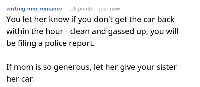 Text post about a lady borrowing a car for one hour but keeping it for days and family conflict over asking for it back. Text post about a lady borrowing a car for one hour but keeping it for days and family conflict over asking for it back.