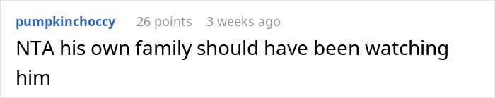 Screenshot of a Reddit comment saying a family should have been watching the kid running into traffic, discussion about fault.