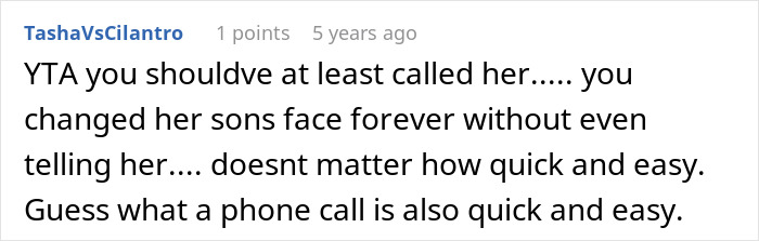 Screenshot of an online comment expressing outrage over dad approving 12-year-old son&rsquo;s mole removal without mom&rsquo;s consent.