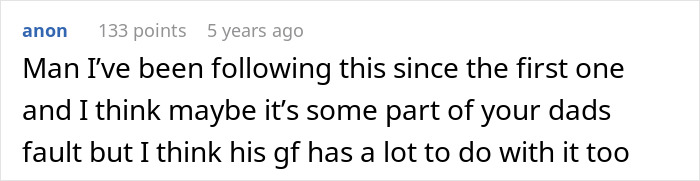 Comment about a teen leaving home after dad chooses his girlfriend over her, discussing family and adoption issues.