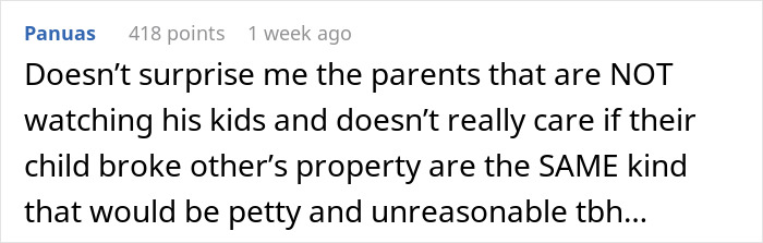 Comment about parents not supervising kids who used neighbor&rsquo;s yard without asking, leading to injury and lawsuit.