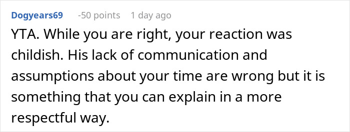 Comment on Reddit discussing a guy's reaction to being seen as a free babysitter for his girlfriend's son.
