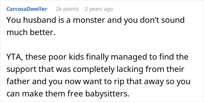 Woman asking stepchildren about home and boarding school decisions in a tense family conversation setting.