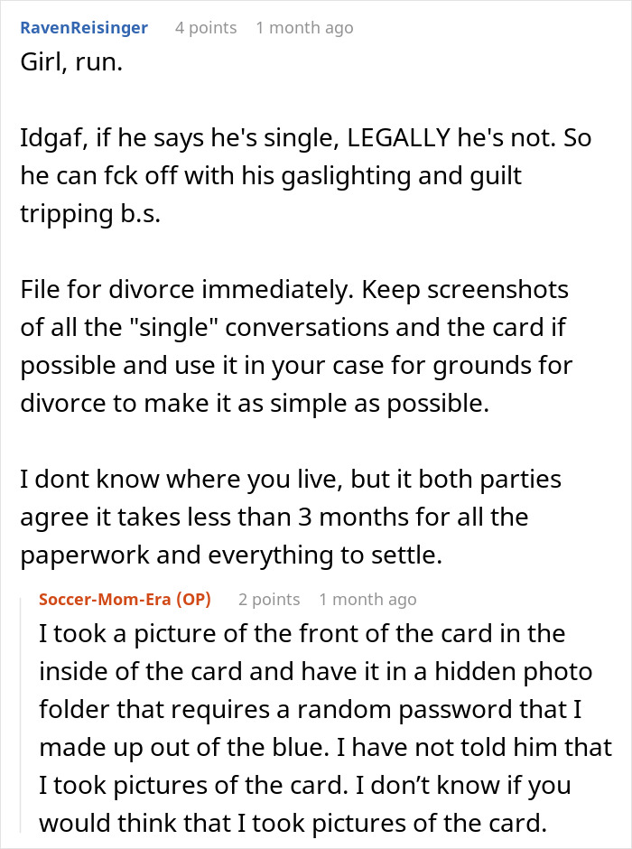 Screenshot of Reddit comments discussing a man wanting to be single but not divorced while dating another woman.
