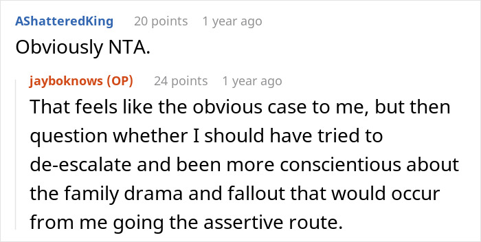 Reddit comments discussing family drama after husband drags wife and kids from Thanksgiving over sister's tantrum.