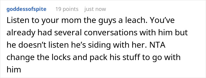 Screenshot of a Reddit comment discussing a guy secretly giving his sister a key to his girlfriend&rsquo;s house causing conflict.