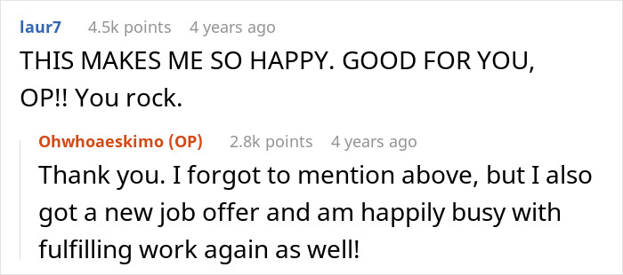 Screenshot of an online conversation where a woman shares an inspiring five year update after leaving her cheating husband. Screenshot of an online conversation where a woman shares an inspiring five year update after leaving her cheating husband.