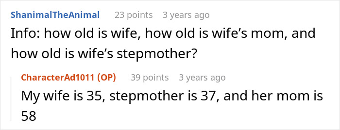 Reddit conversation showing users discussing ages related to refusing help to recover from cosmetic surgery.
