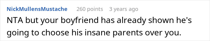 Screenshot of an online comment discussing a mother-in-law making son&rsquo;s girlfriend sleep in a different room over church and prayer issues.