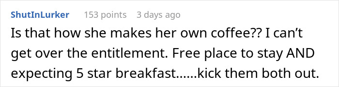 Comment about MIL offering morning coffee for DIL but ignoring instructions after demand for fancy recipe.