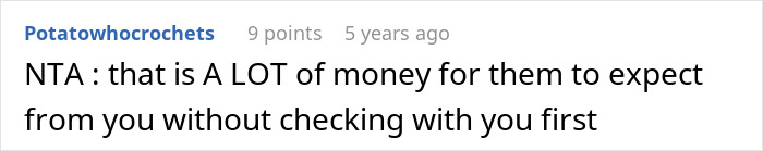 Screenshot of a Reddit comment discussing the fairness of a $4k plastic surgery request amid body dysmorphia concerns.