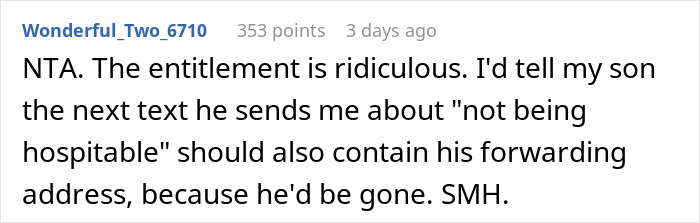 Comment from Reddit user discussing MIL offering to make morning coffee for DIL but ignoring instructions after fancy recipe demand.