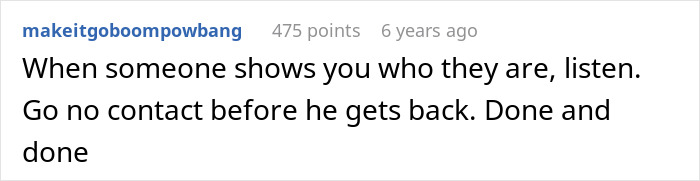 Text post from user makeitgoboompowbang, sharing advice on relationships and no contact after a romantic trip with a female friend. Text post from user makeitgoboompowbang, sharing advice on relationships and no contact after a romantic trip with a female friend.