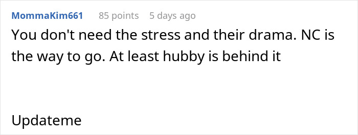 Screenshot of an online comment discussing drama and stress related to a woman excluding her sick DIL from a family holiday. Screenshot of an online comment discussing drama and stress related to a woman excluding her sick DIL from a family holiday.